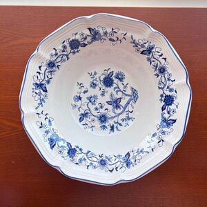 Blue Danube Serving Bowl 9” Blue and White Flowers Vintage